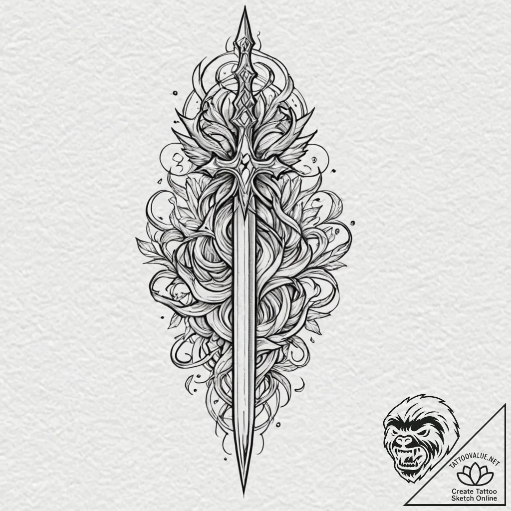 Excalibur in the stone, tattoo sketch design,... - tattoo sketch (№1751261096_0, 30.06.2025 05:24) — tattoovalue.net