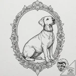 Dog, tattoo line art, subtle drop shadow, obj… – tattoo sketch (№1751261732_0, 30.06.2025 05:35) — tattoovalue.net