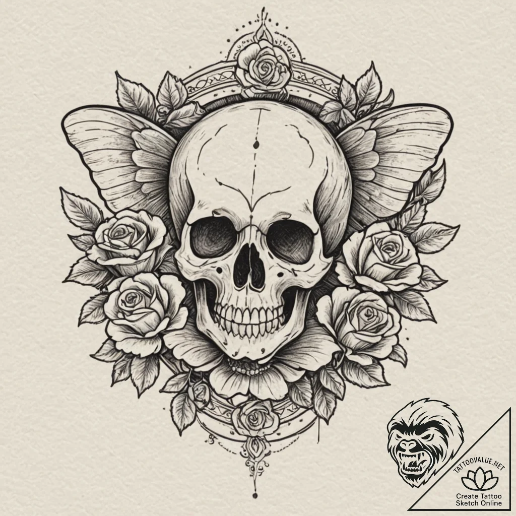 Moth, tattoo drawing outline, chicano tattoo... - tattoo sketch (№1751261853_0, 30.06.2025 05:37) — tattoovalue.net