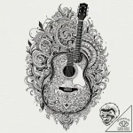 Guitar, tattoo flash sheet design, subtle dro… – tattoo sketch (№1751261964_0, 30.06.2025 05:39) — tattoovalue.net