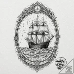 Ship in a bottle, ink illustration for tattoo… – tattoo sketch (№1751262479_0, 30.06.2025 05:47) — tattoovalue.net
