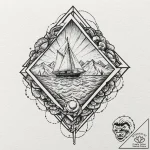 A shattered geometric shape, ink illustration… – tattoo sketch (№1751262897_0, 30.06.2025 05:54) — tattoovalue.net