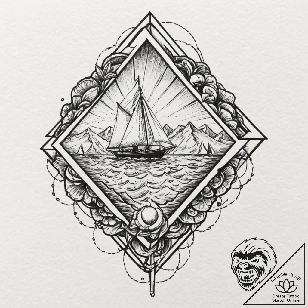 A shattered geometric shape, ink illustration... - tattoo sketch (№1751262897_0, 30.06.2025 05:54) — tattoovalue.net