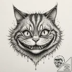 A graphic novel style portrait of the cheshir… – tattoo sketch (№1751263016_0, 30.06.2025 05:56) — tattoovalue.net