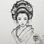 A sketch of the geisha hologram advertisement… – tattoo sketch (№1751263343_0, 30.06.2025 06:02) — tattoovalue.net