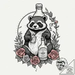 A tanuki with its sake bottle, artistic tatto… – tattoo sketch (№1751264431_0, 30.06.2025 06:20) — tattoovalue.net