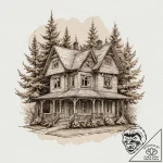 A sketch of the house of blue leaves, before… – tattoo sketch (№1751264657_0, 30.06.2025 06:24) — tattoovalue.net