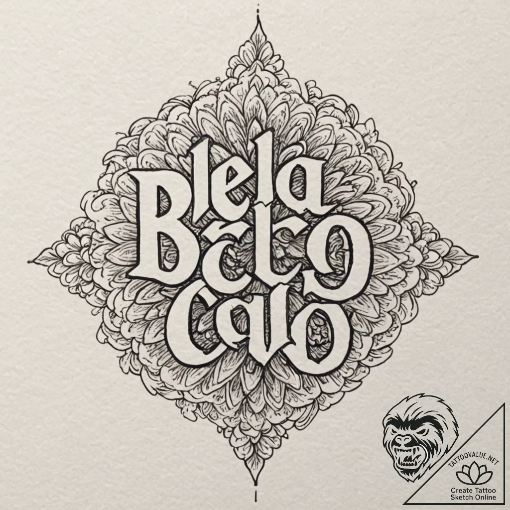 A chicano lettering tattoo of "bella ciao",,... - tattoo sketch (№1751265216_0, 30.06.2025 06:33) — tattoovalue.net