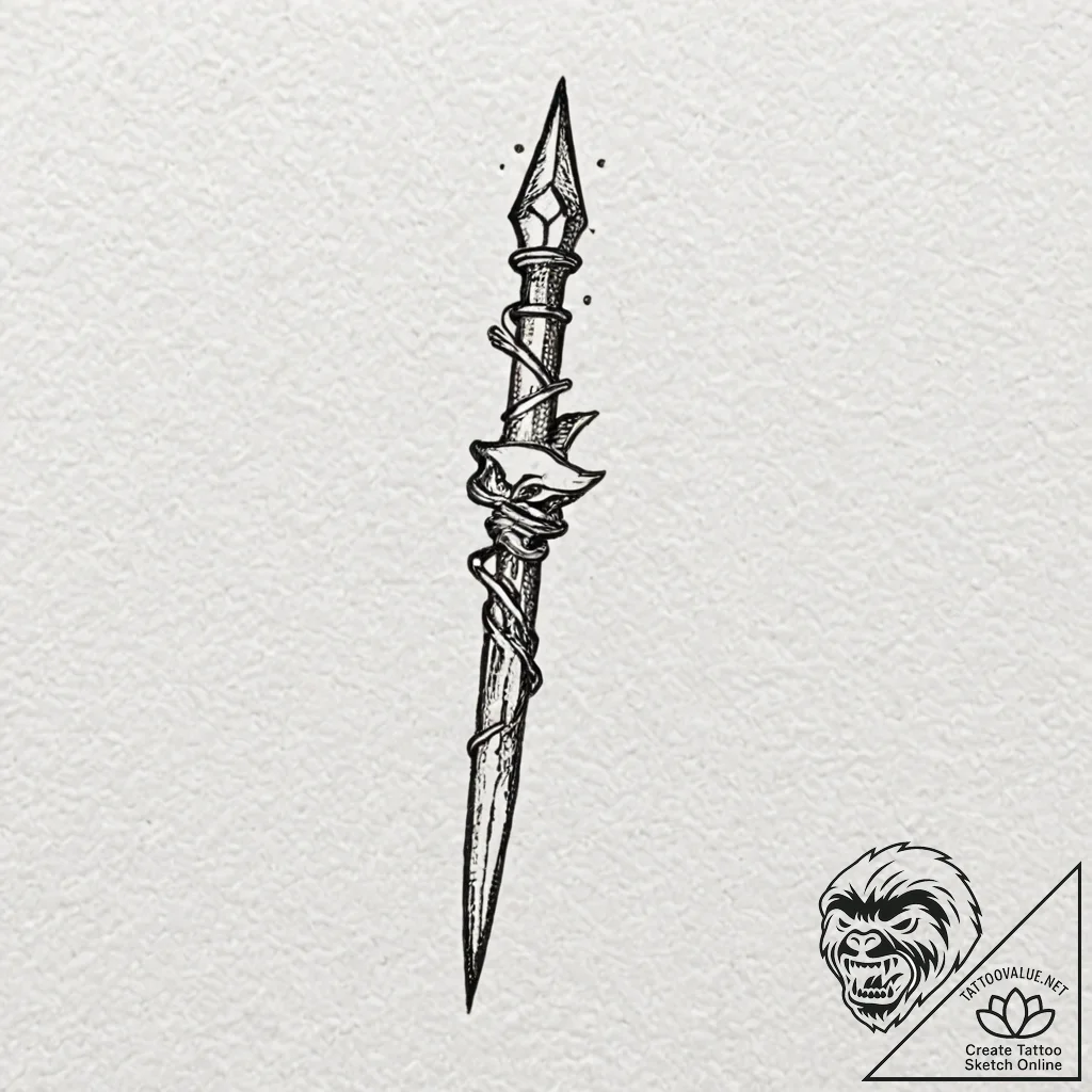 A linework tattoo of the spear of destiny fro... - tattoo sketch (№1751265324_0, 30.06.2025 06:35) — tattoovalue.net