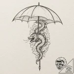 A linework tattoo of the umbrella symbol from… – tattoo sketch (№1751265782_0, 30.06.2025 06:43) — tattoovalue.net
