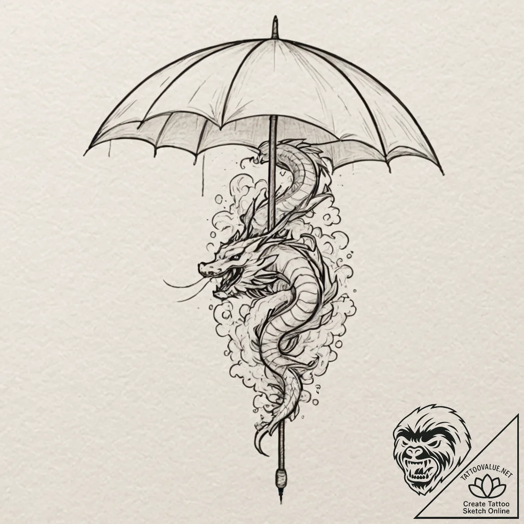A linework tattoo of the umbrella symbol from... - tattoo sketch (№1751265782_0, 30.06.2025 06:43) — tattoovalue.net