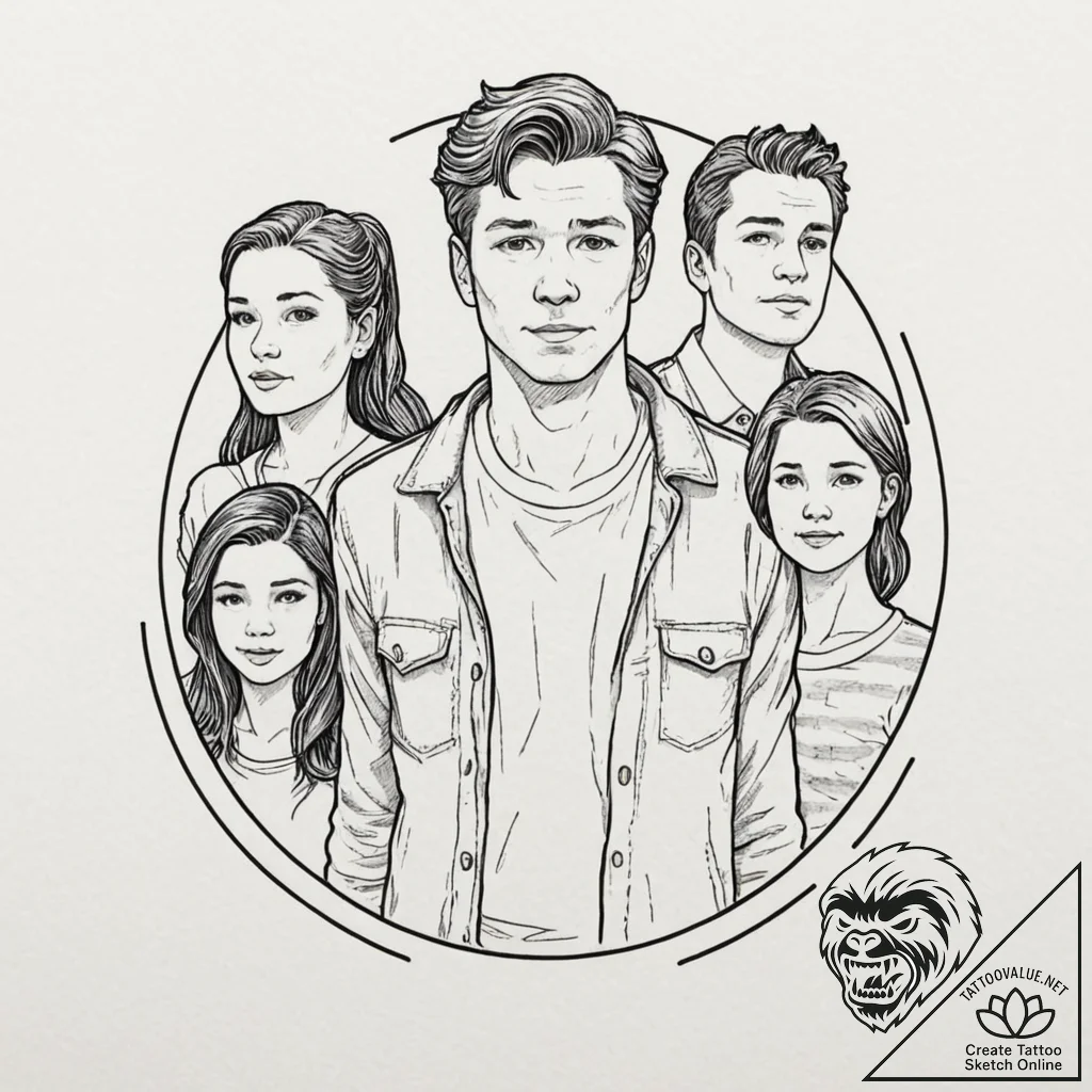 A graphic novel portrait of the main characte... - tattoo sketch (№1751266210_0, 30.06.2025 06:50) — tattoovalue.net
