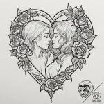 A sketch of the main characters from only lov… – tattoo sketch (№1751266532_0, 30.06.2025 06:55) — tattoovalue.net