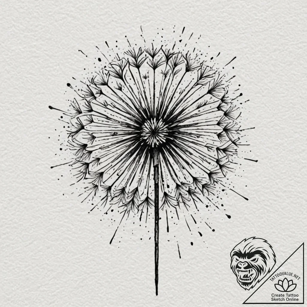 A dandelion clock (is there, but can be a clo... - tattoo sketch (№1751266641_0, 30.06.2025 06:57) — tattoovalue.net
