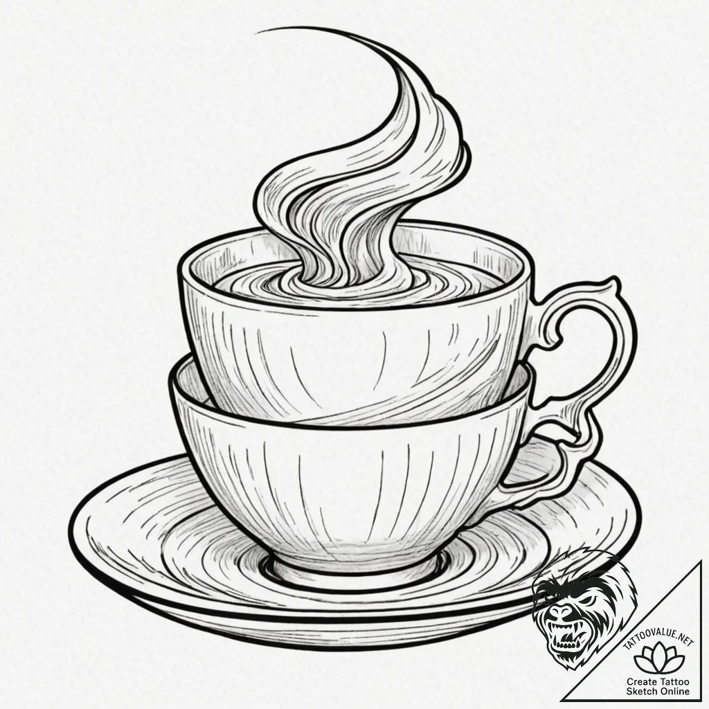 Tornado in a teacup, tattoo drawing outline,... - tattoo sketch (№1751266874_0, 30.06.2025 07:01) — tattoovalue.net