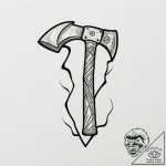 Axe, tattoo line art, aesthetically pleasing,… – tattoo sketch (№1751266989_0, 30.06.2025 07:03) — tattoovalue.net