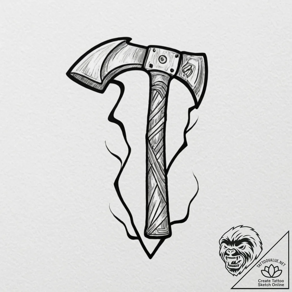 Axe, tattoo line art, aesthetically pleasing,... - tattoo sketch (№1751266989_0, 30.06.2025 07:03) — tattoovalue.net
