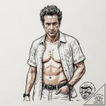 A sketch of dr. ian malcolm, with his iconic… – tattoo sketch (№1751267087_0, 30.06.2025 07:04) — tattoovalue.net