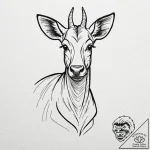 An okapi, tattoo drawing outline, new school… – tattoo sketch (№1751267197_0, 30.06.2025 07:06) — tattoovalue.net