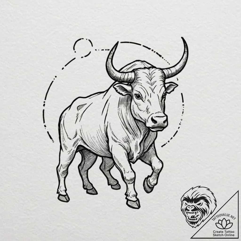 Minotaur, tattoo drawing outline, masterpiece... - tattoo sketch (№1751267381_0, 30.06.2025 07:09) — tattoovalue.net