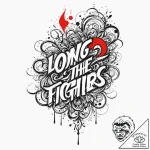 Trash polka art of the “long live the fighter… – tattoo sketch (№1751267485_0, 30.06.2025 07:11) — tattoovalue.net