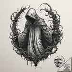 A trash polka sketch of a dementor, its shado… – tattoo sketch (№1751267685_0, 30.06.2025 07:14) — tattoovalue.net