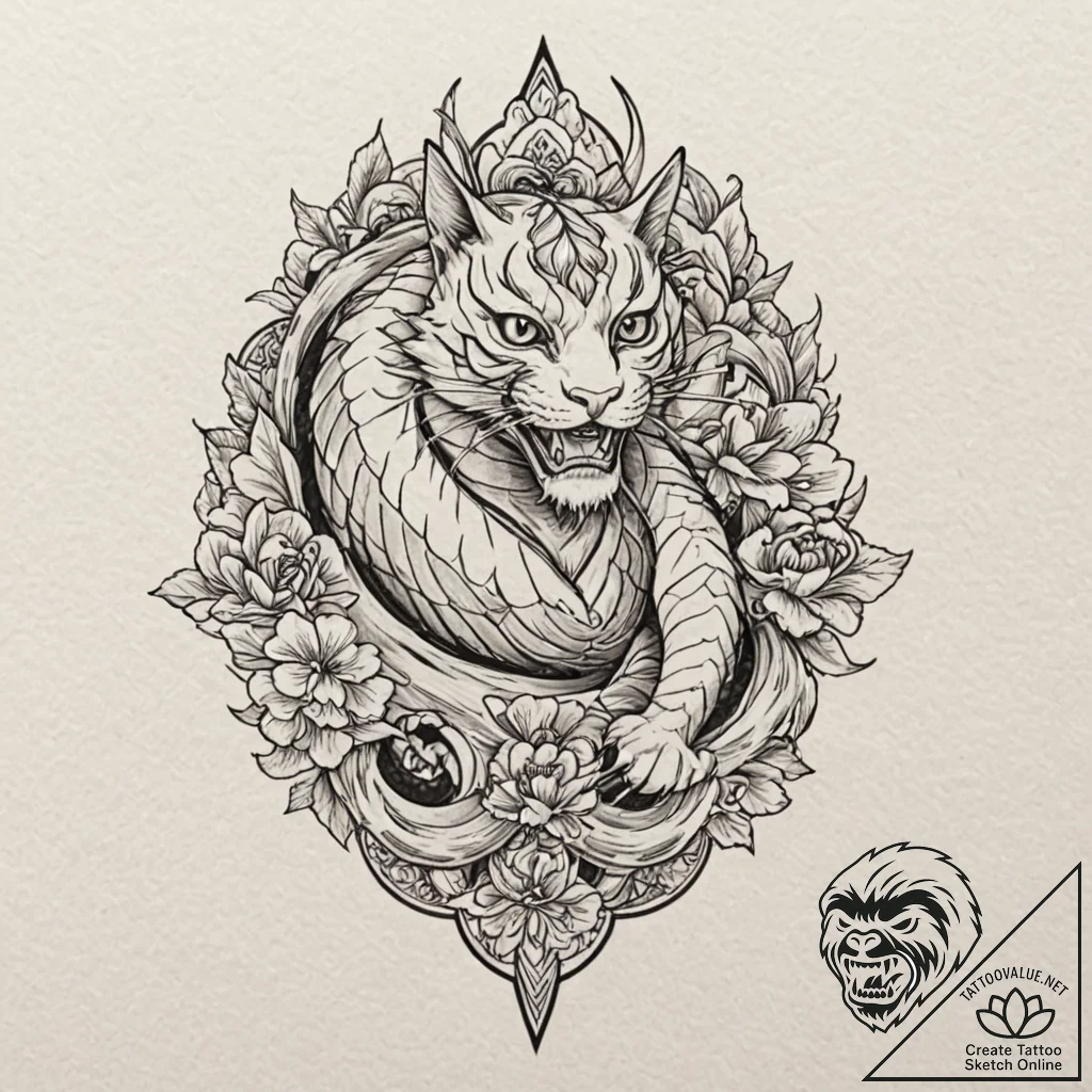 Egyptian cat, tattoo flash sheet design, mode... - tattoo sketch (№1751268201_0, 30.06.2025 07:23) — tattoovalue.net