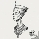 Nefertiti, tattoo line art, subtle drop shado… – tattoo sketch (№1751268308_0, 30.06.2025 07:25) — tattoovalue.net