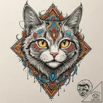 115. neo-traditional tattoo of jonesy the cat… – tattoo sketch (№1751269042_0, 30.06.2025 07:37) — tattoovalue.net