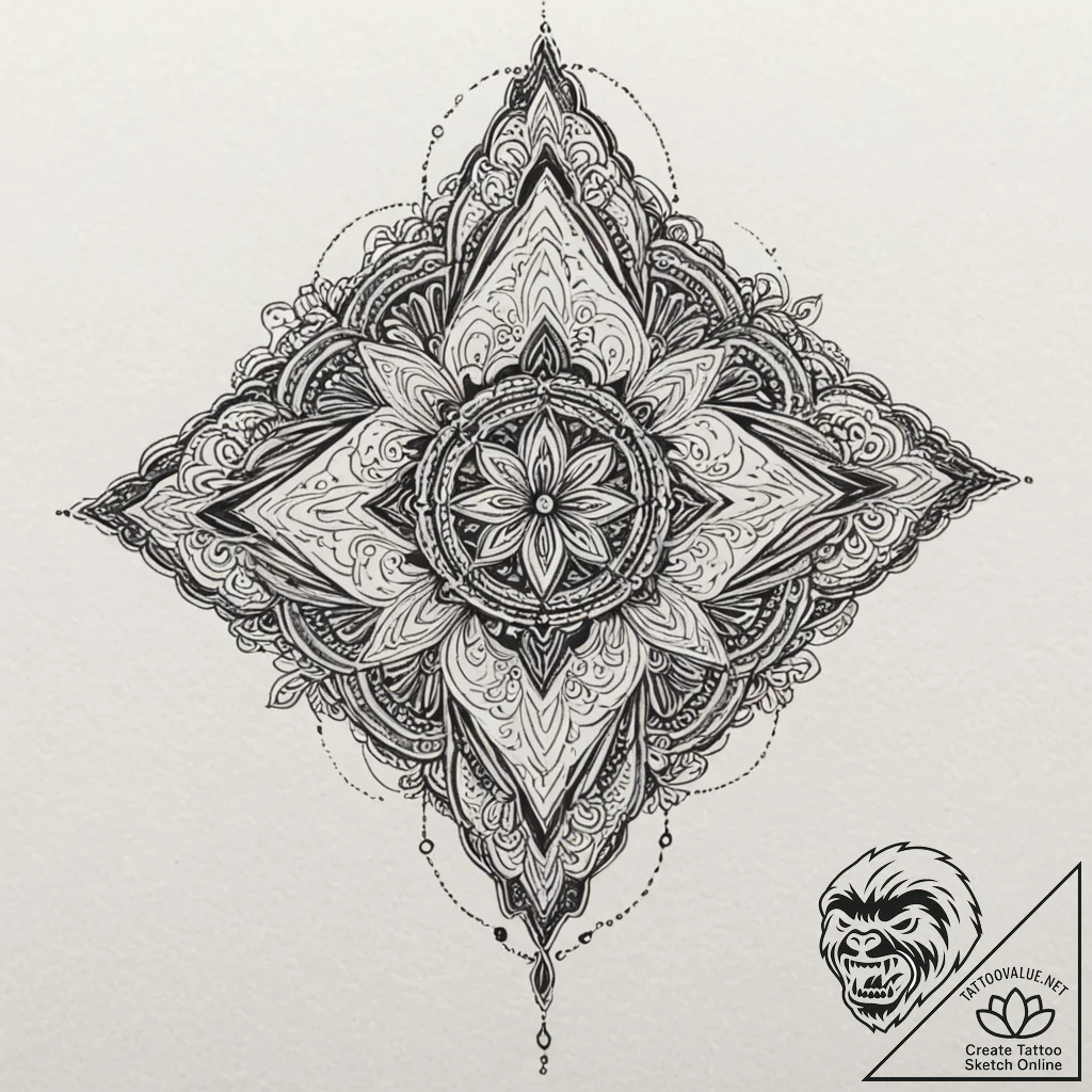 A neo-traditional tattoo of the tesseract, gl... - tattoo sketch (№1751269150_0, 30.06.2025 07:39) — tattoovalue.net