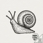 Snail, tattoo line art, subtle drop shadow, o… – tattoo sketch (№1751269787_0, 30.06.2025 07:49) — tattoovalue.net
