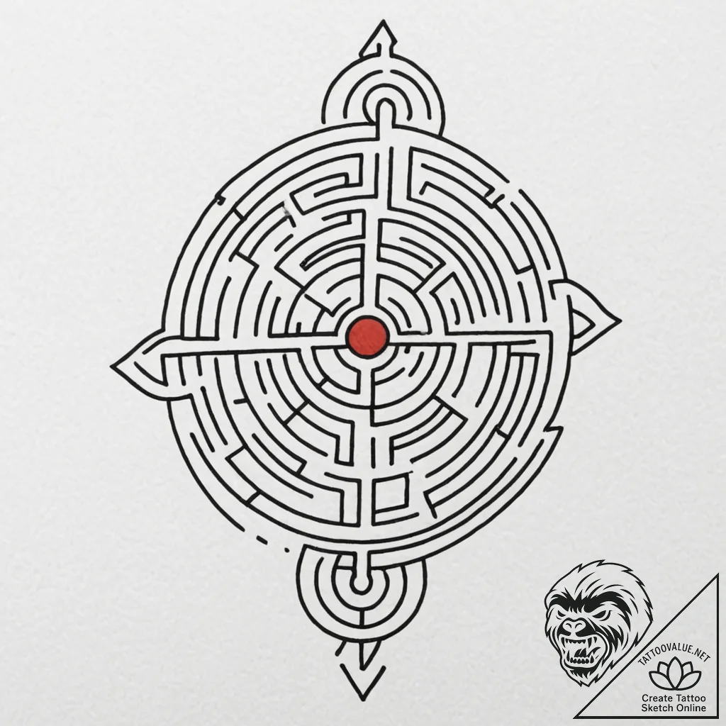 A linework tattoo of the maze symbol from wes... - tattoo sketch (№1751270103_0, 30.06.2025 07:55) — tattoovalue.net