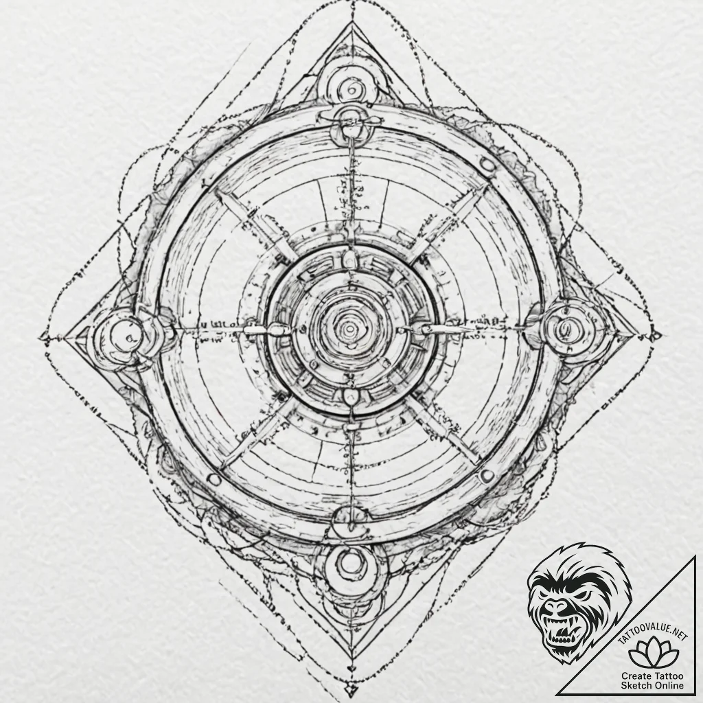 127. a linework sketch of the flux capacitor,... - tattoo sketch (№1751270317_0, 30.06.2025 07:58) — tattoovalue.net