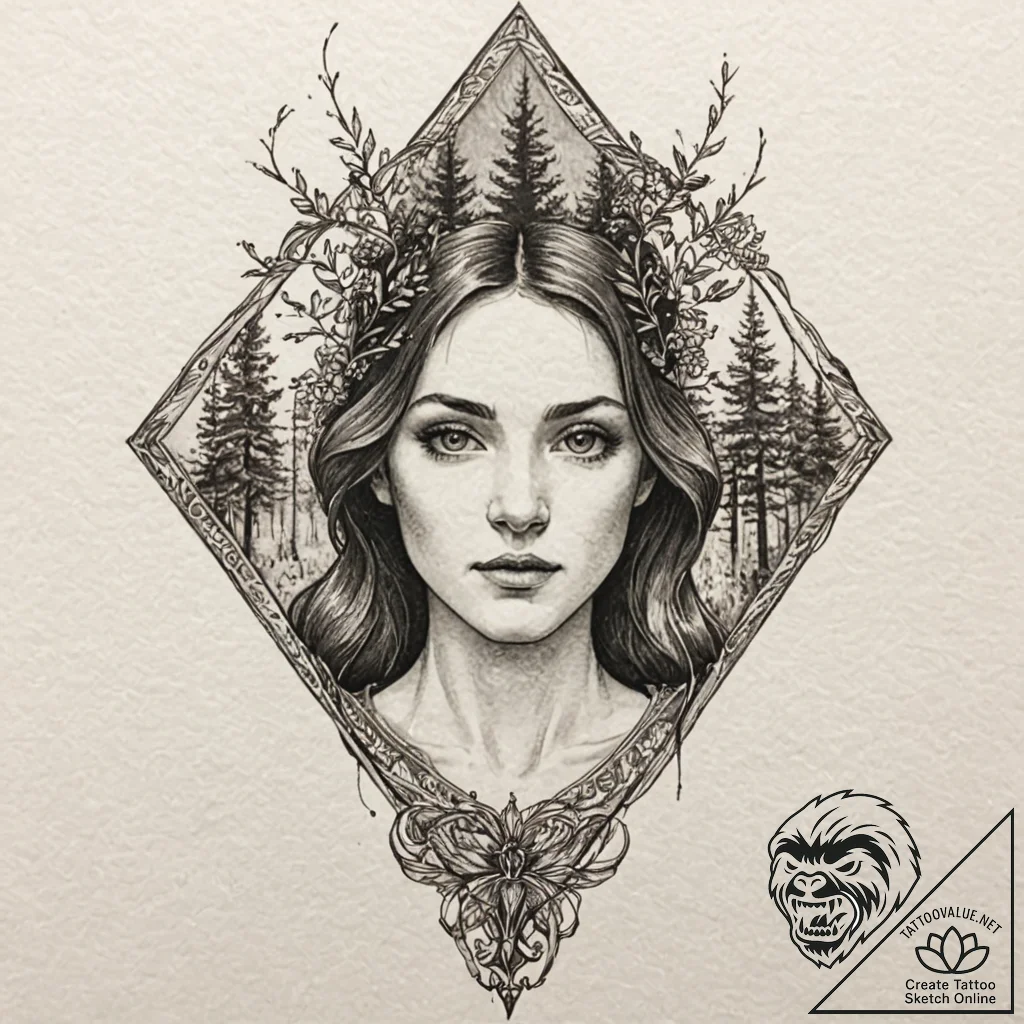 A double exposure effect (e.g., a portrait an... - tattoo sketch (№1751270592_0, 30.06.2025 08:03) — tattoovalue.net