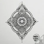 A linework tattoo of the lumon industries log… – tattoo sketch (№1751271385_0, 30.06.2025 08:16) — tattoovalue.net