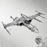 26. neo-traditional tattoo of an x-wing fight… – tattoo sketch (№1751282898_0, 30.06.2025 11:28) — tattoovalue.net
