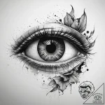 Human eye with a camera shutter iris, ink ill… – tattoo sketch (№1751283134_0, 30.06.2025 11:32) — tattoovalue.net