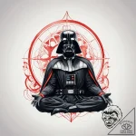 Watercolor sketch of darth vader meditating,… – tattoo sketch (№1751283291_0, 30.06.2025 11:34) — tattoovalue.net