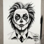 A graphic novel portrait of beetlejuice, “it’… – tattoo sketch (№1751283605_0, 30.06.2025 11:40) — tattoovalue.net
