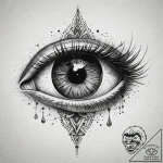 Human eye with a camera shutter iris, concept… – tattoo sketch (№1751283683_0, 30.06.2025 11:41) — tattoovalue.net