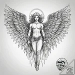 Archangel michael, concept art for tattoo, bl… – tattoo sketch (№1751283841_0, 30.06.2025 11:44) — tattoovalue.net