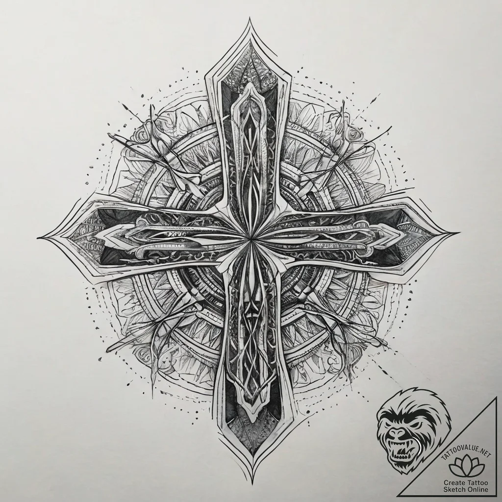 Cubes, tattoo line art, highly detailed, intr... - tattoo sketch (№1751283919_0, 30.06.2025 11:45) — tattoovalue.net