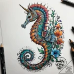 A seahorse with intricate patterns (is there,… – tattoo sketch (№1751283997_0, 30.06.2025 11:46) — tattoovalue.net