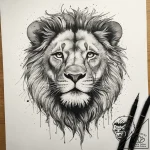 Lion, tattoo flash sheet design, detailed cro… – tattoo sketch (№1751285113_0, 30.06.2025 12:05) — tattoovalue.net