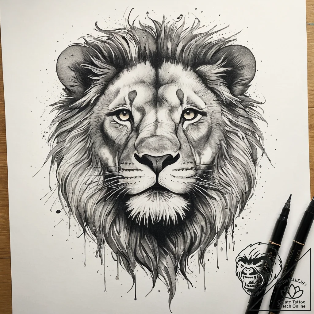 Lion, tattoo flash sheet design, detailed cro... - tattoo sketch (№1751285113_0, 30.06.2025 12:05) — tattoovalue.net