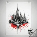 A watercolor sketch of the city in sin city,… – tattoo sketch (№1751285597_0, 30.06.2025 12:13) — tattoovalue.net