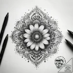 Chamomile, artistic tattoo sketch, dotwork sh… – tattoo sketch (№1751285754_0, 30.06.2025 12:15) — tattoovalue.net