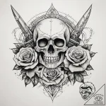 Dagger and rose, ink illustration for tattoo,… – tattoo sketch (№1751285832_0, 30.06.2025 12:17) — tattoovalue.net