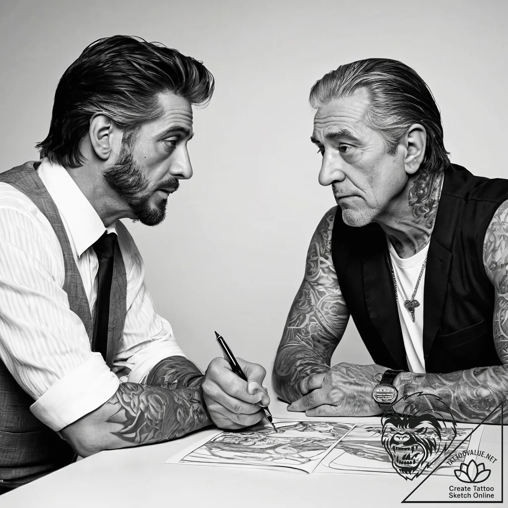 A graphic novel panel of the diner scene from... - tattoo sketch (№1751285914_0, 30.06.2025 12:18) — tattoovalue.net