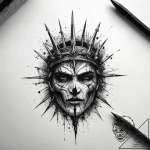 A trash polka tattoo of the iron throne, made… – tattoo sketch (№1751286470_0, 30.06.2025 12:27) — tattoovalue.net
